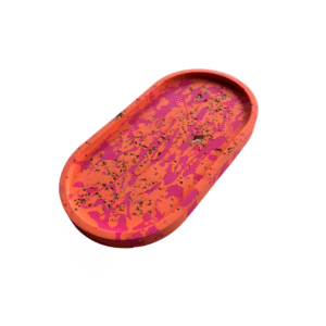 Schaal ovaal roze oranje met grove gouden glitters