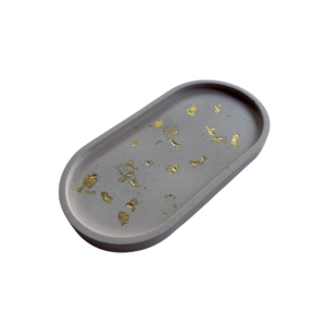 Schaal ovaal lichte leverkleur met bladgoud