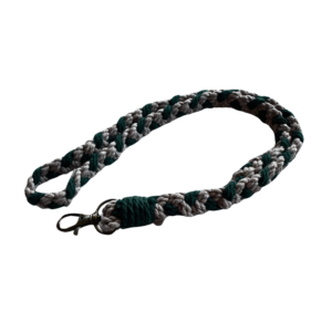 Nekkoord macramé lichtgrijs met donkergroen