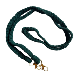 Telefoonkoord macramé donkergroen gouden sluiting